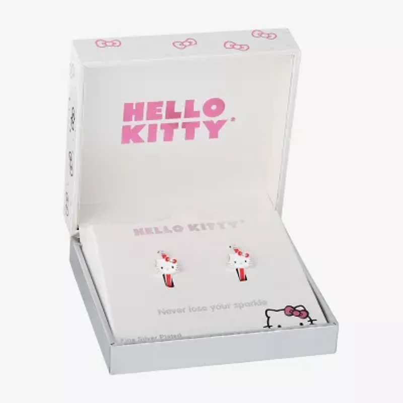 Womens Crystal 21.5mm Hello Kitty Hoop Earrings