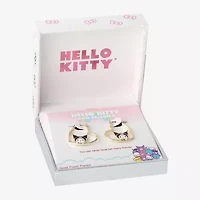Womens Crystal 18K Gold Over Brass 26mm Heart Hello Kitty Kuromi Hoop Earrings
