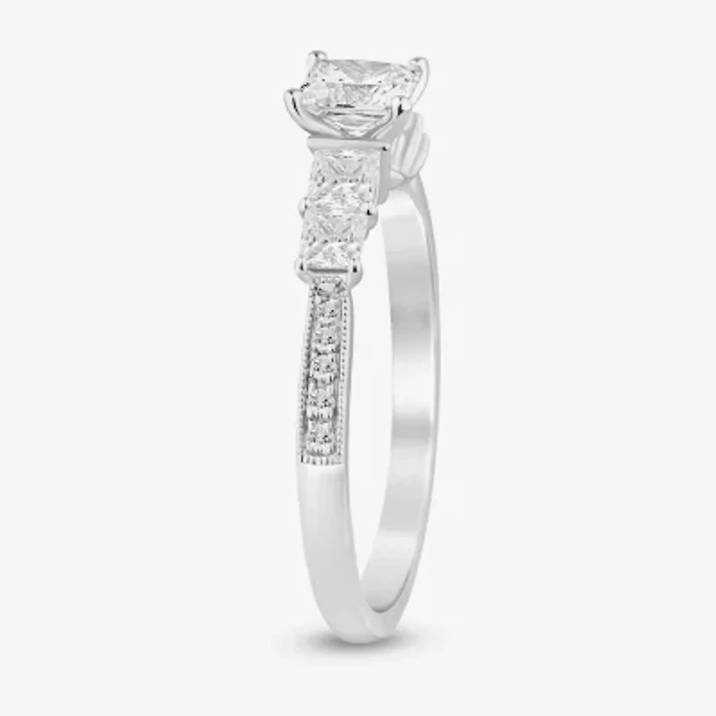 I / Si2) Womens / CT. T.W. Lab Grown White Diamond 10K Gold Side Stone Engagement Ring