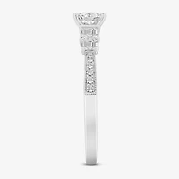 I / Si2) Womens / CT. T.W. Lab Grown White Diamond 10K Gold Side Stone Engagement Ring