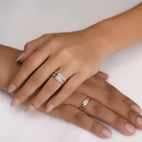 (I / Si1) 3PC Trio Set Featuring 1/2 CT. T.W. Lab Grown White Diamond 10K Two Tone Gold Side Stone Wedding Bridal Set