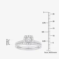 (I / Si1) 3PC Trio Set Featuring 1 CT. T.W. Lab Grown White Diamond 10K White Gold Round Side Stone Wedding Bridal Set