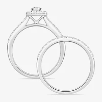 (I / Si1) 3PC Trio Set Featuring 1 CT. T.W. Lab Grown White Diamond 10K White Gold Round Side Stone Wedding Bridal Set