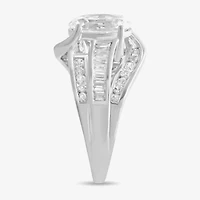 (G / I1) Womens 2 3/4 CT. T.W. Lab Grown White Diamond 10K Gold Oval Side Stone Engagement Ring