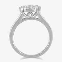 (G / I1) Womens 2 CT. T.W. Lab Grown White Diamond 10K Gold Round Side Stone Engagement Ring