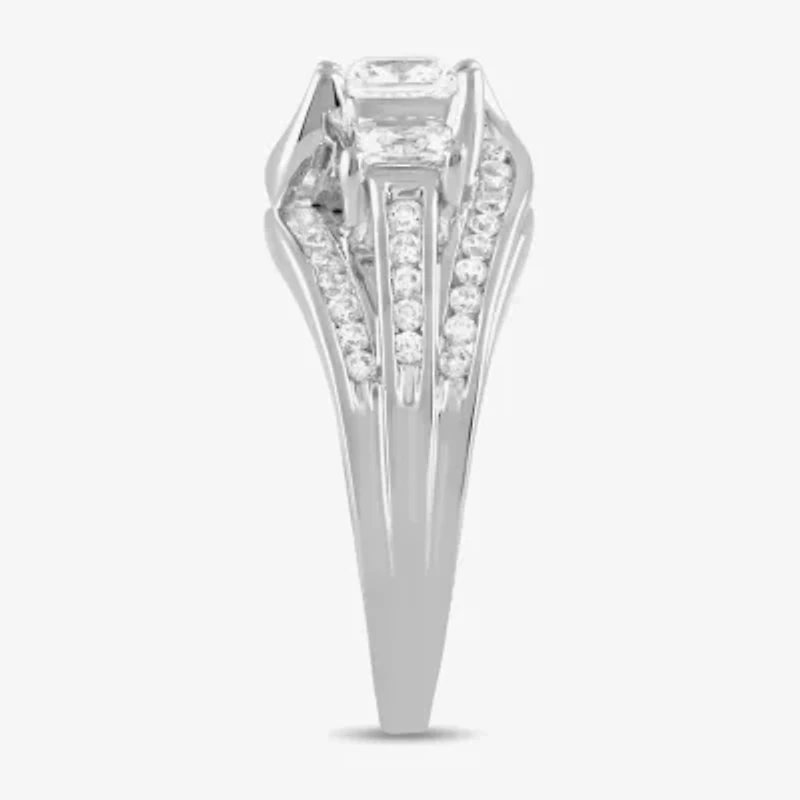 Love Lives Forever (G / I1) Womens 2 CT. T.W. Lab Grown White Diamond 10K Gold Side Stone Engagement Ring