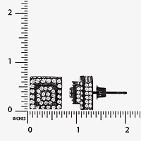 Cubic Zirconia Stainless Steel 7.6mm Square Stud Earrings