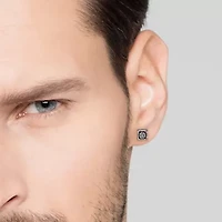 Cubic Zirconia Stainless Steel 7.6mm Square Stud Earrings