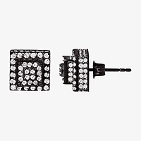 Cubic Zirconia Stainless Steel 7.6mm Square Stud Earrings