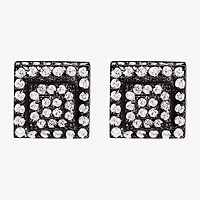 Cubic Zirconia Stainless Steel 7.6mm Square Stud Earrings