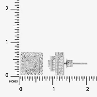 Cubic Zirconia Stainless Steel 7.6mm Square Stud Earrings