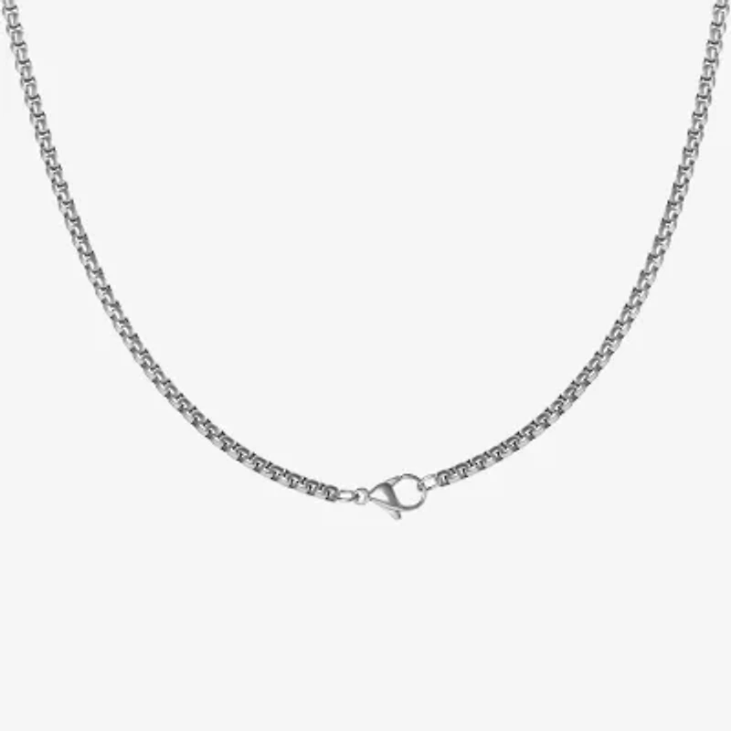 Mens Black Cubic Zirconia Stainless Steel Cross 24 Inch Pendant Necklace