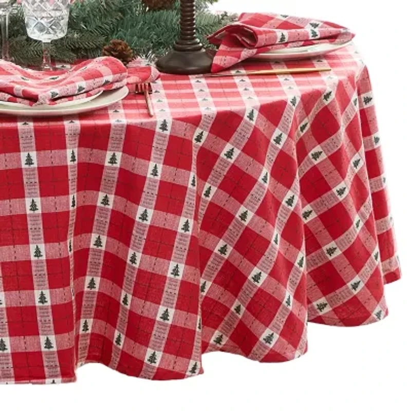 Elrene Home Fashions Sherwood Tree Dobby Cotton Oval/Round Tablecloths