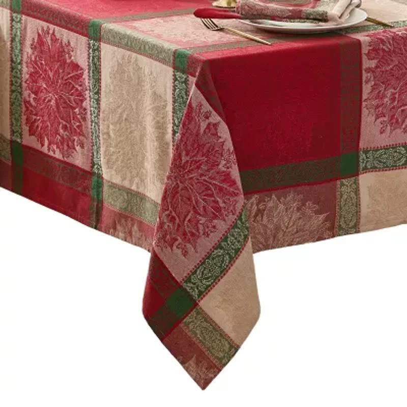 Elrene Home Fashions Prestige Poinsettia Jacquard Rectangle Tablecloth