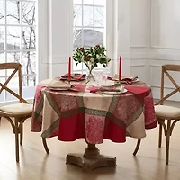 Elrene Home Fashions Prestige Poinsettia Jacquard Oval/Round Tablecloths