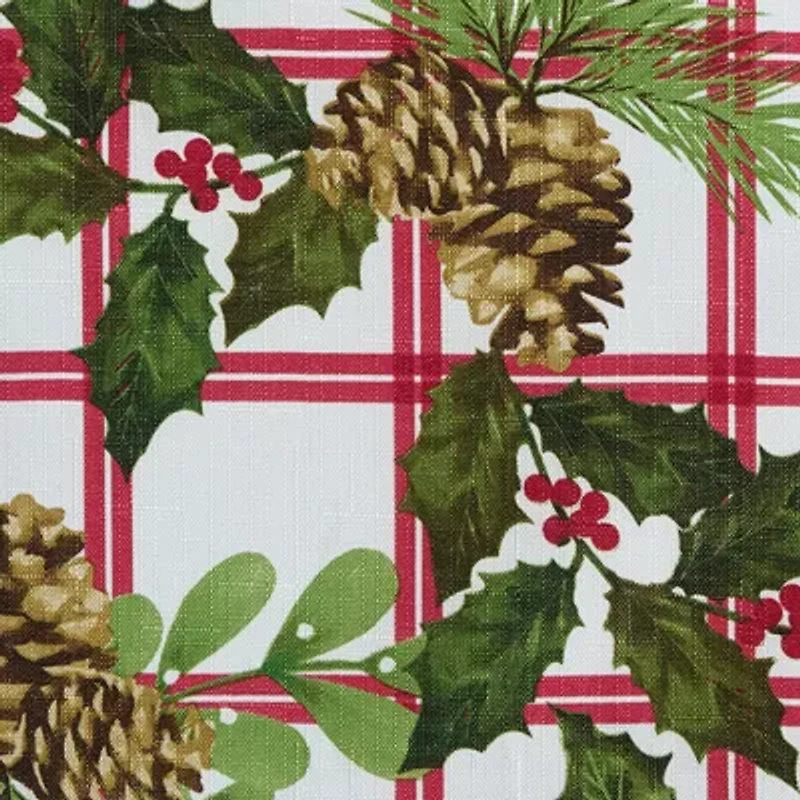 Elrene Home Fashions Pinecone Plaid Holiday Fabric Tablecloth