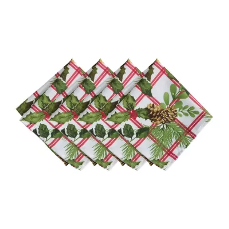 Elrene Home Fashions Pinecone Plaid Holiday Fabric 4-pc. Napkins