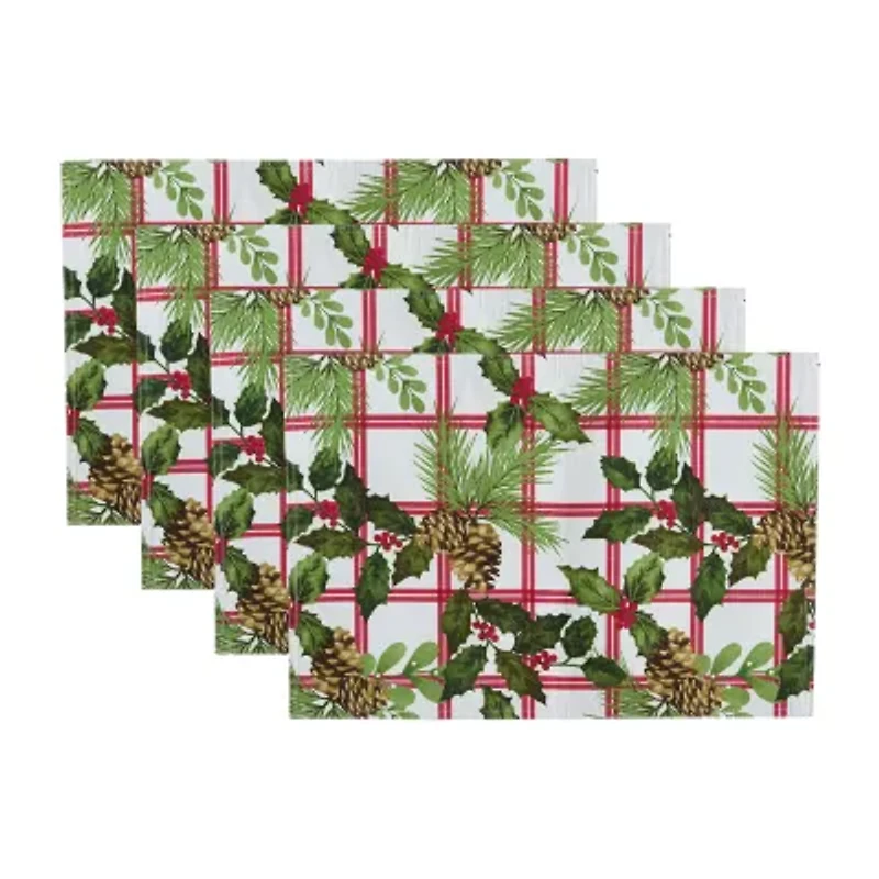 Elrene Home Fashions Pinecone Plaid Holiday Fabric 4-pc. Placemat