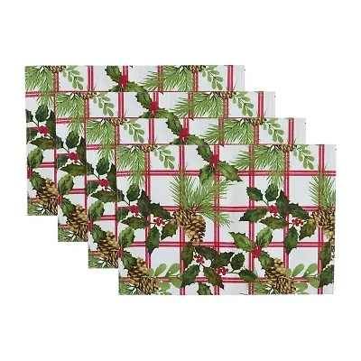 Elrene Home Fashions Pinecone Plaid Holiday Fabric 4-pc. Placemat