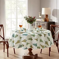 Elrene Home Fashions Lucina Twinkle Trees Holiday Lurex 70" Round Tablecloths