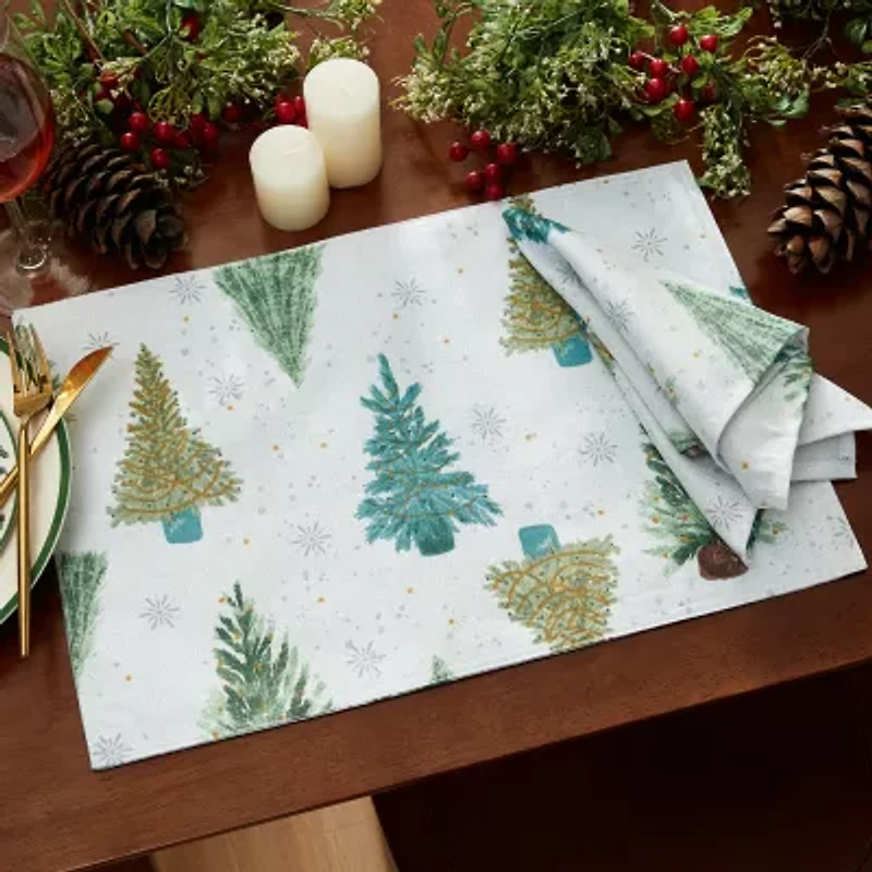 Elrene Home Fashions Lucina Twinkle Trees Holiday Lurex 4-pc. Napkins