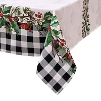 Elrene Home Fashions Holly Farmhouse Charm Holiday Fabric Tablecloth