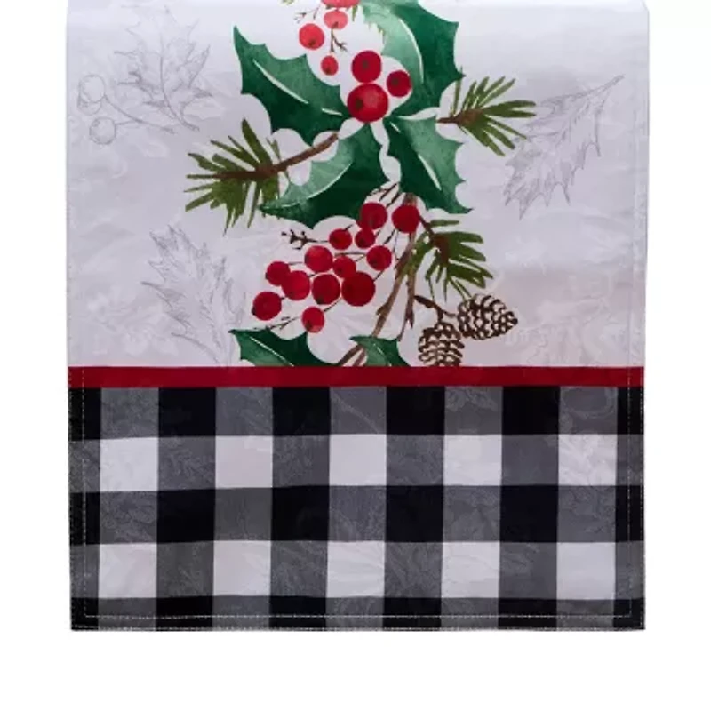 Elrene Home Fashions Holly Farmhouse Charm Holiday Fabric Table Runner