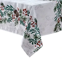Elrene Home Fashions Holly Berry Flourish Holiday Fabric Tablecloth