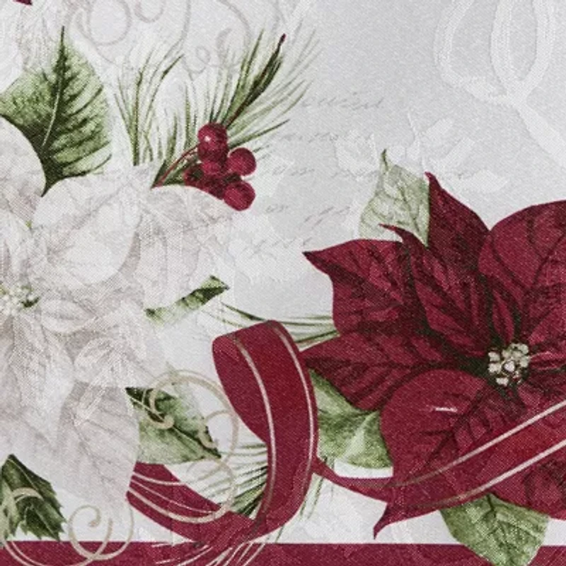 Elrene Home Fashions Clarette Poinsettia Holiday Fabric Table Runner