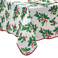 Elrene Home Fashions Vintage Holly Scallop Border Rectangle Tablecloth
