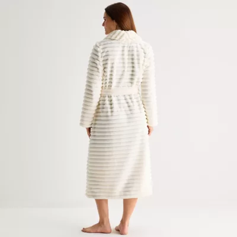 Liz Claiborne Womens Fleece Long Sleeve Length Robe