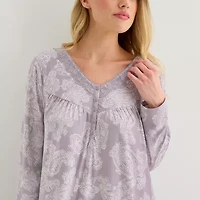 Adonna Womens V Neck Long Sleeve Nightgown