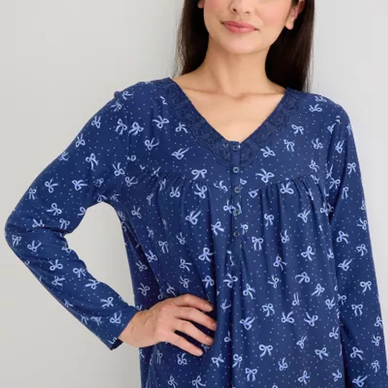 Adonna Womens V Neck Long Sleeve Nightgown