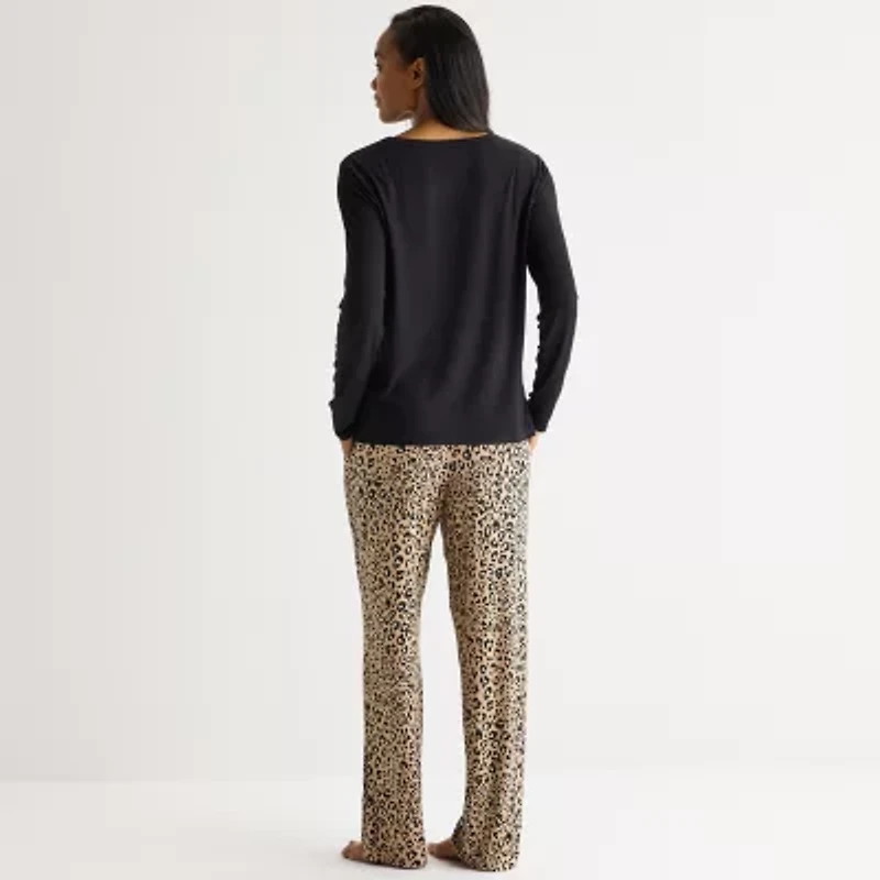 Liz Claiborne Cool and Calm Womens Long Sleeve 2-pc. Pajama Sets