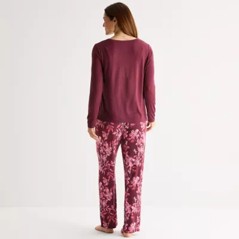 Liz Claiborne Cool and Calm Womens Long Sleeve 2-pc. Pajama Set