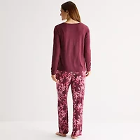 Liz Claiborne Cool and Calm Womens Long Sleeve 2-pc. Pajama Set