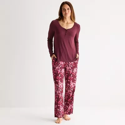 Liz Claiborne Cool and Calm Womens Long Sleeve 2-pc. Pajama Set