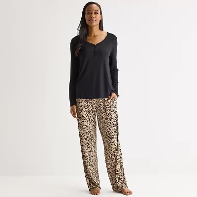 Liz Claiborne Womens Long Sleeve 2-pc. Pajama Sets