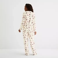 Adonna Womens Fleece Long Sleeve 2-pc. Pajama Sets