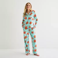 Adonna Womens Fleece Long Sleeve 2-pc. Pajama Sets