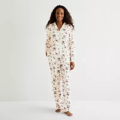 Adonna Womens Fleece Long Sleeve 2-pc. Pajama Sets