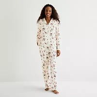 Adonna Womens Fleece Long Sleeve 2-pc. Pajama Sets