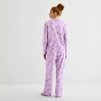 Adonna Womens Fleece Long Sleeve 2-pc. Pajama Set