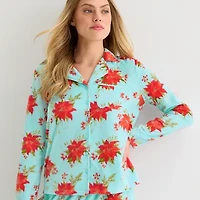 Adonna Womens Fleece Long Sleeve 2-pc. Pajama Sets