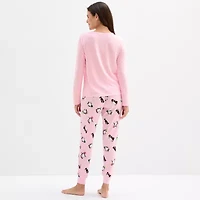 Sleep Chic Womens Crew Neck Long Sleeve 2-pc. Pajama Sets