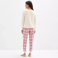 Sleep Chic Womens Crew Neck Long Sleeve 2-pc. Pajama Sets