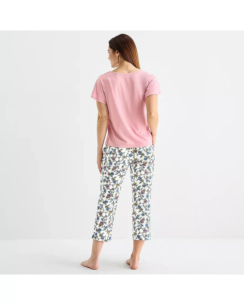 Liz Claiborne Womens V-Neck Short Sleeve 2-pc. Pajama Sets