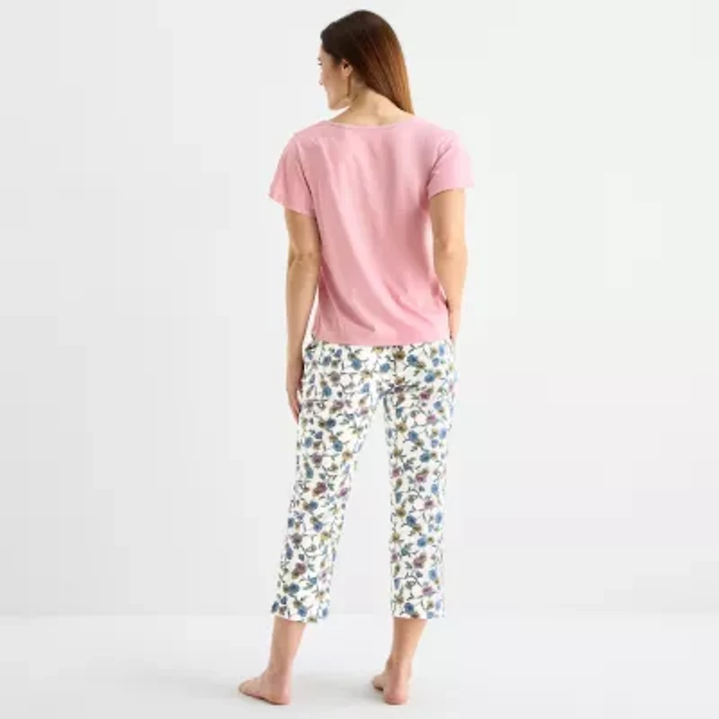 Liz Claiborne Womens V-Neck Short Sleeve 2-pc. Pajama Sets