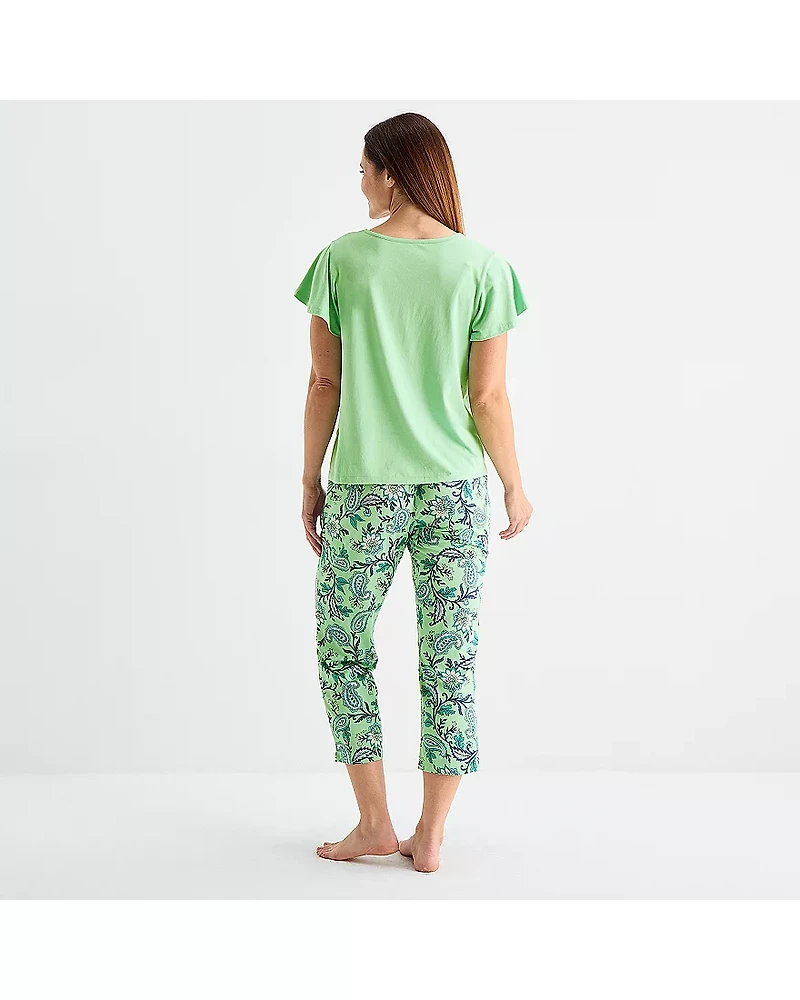 Liz Claiborne Womens V-Neck Short Sleeve 2-pc. Pajama Sets