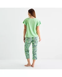 Liz Claiborne Womens V-Neck Short Sleeve 2-pc. Pajama Sets